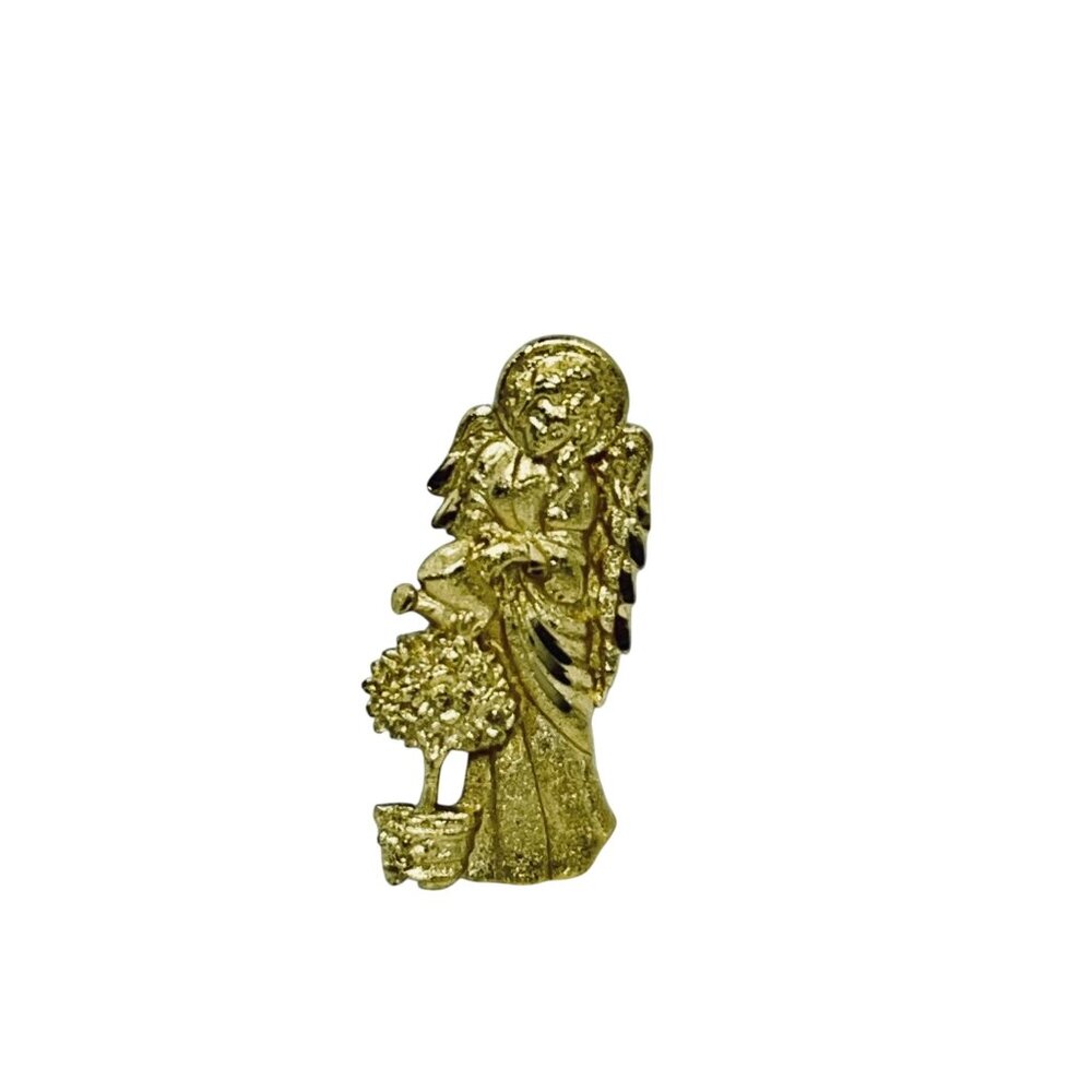Vintage Gold Tone Garden Guardian Angel Brooch (5562) - Picture 2 of 4